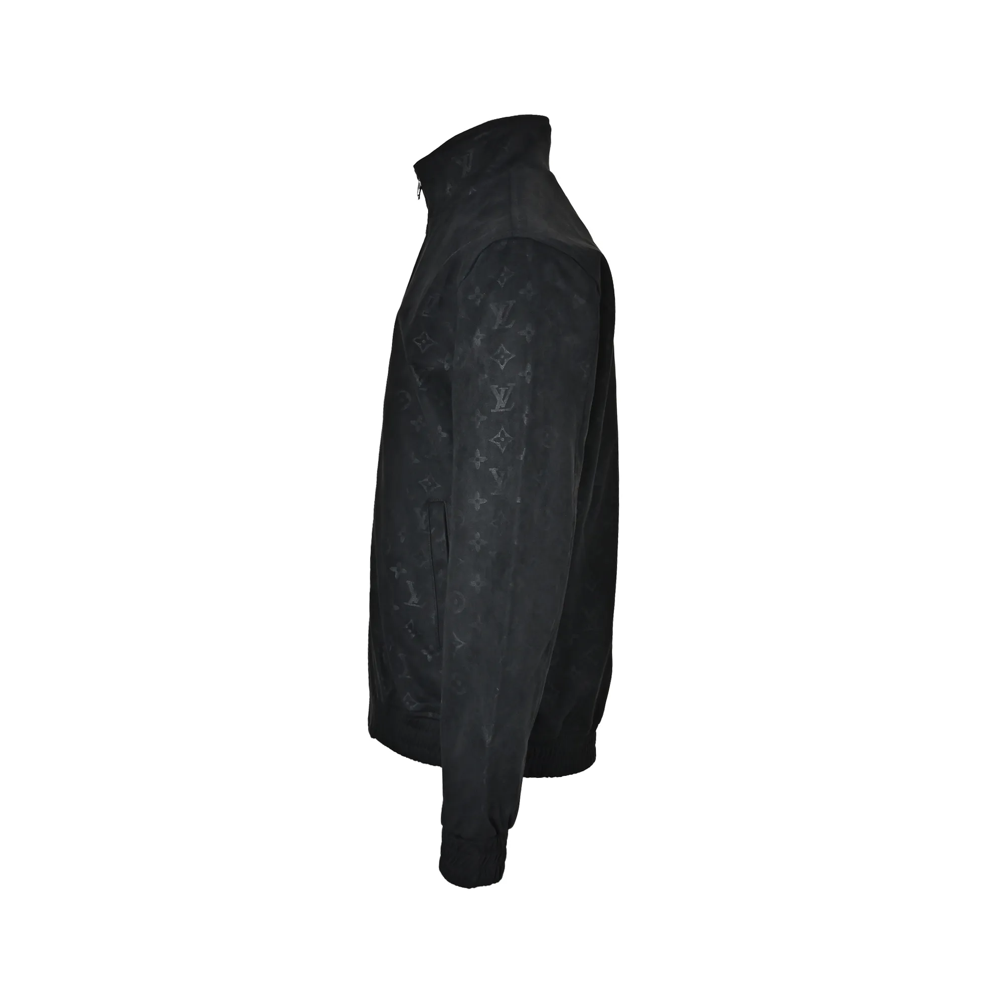 Louis Vuitton/Louis Vuitton aircraft button all-over printed embossed suede stand-collar jacket